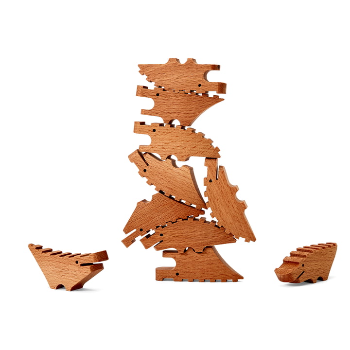 Die Croc Pile Mini Holzkrokodile von Areaware, klein, natur (10er-Set)