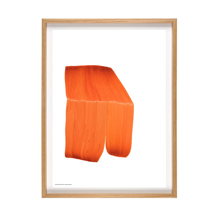 Drawing 1 Poster mit Rahmen 52,5 x 70 cm von The Wrong Shop in orange
