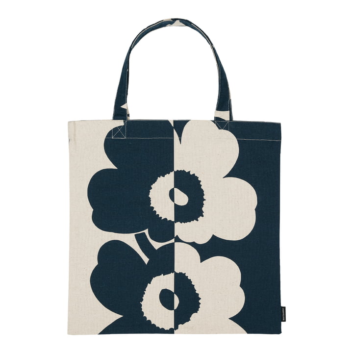Unikko Einkaufstasche von Marimekko in der Ausführung baumwollweiß / dunkelblau