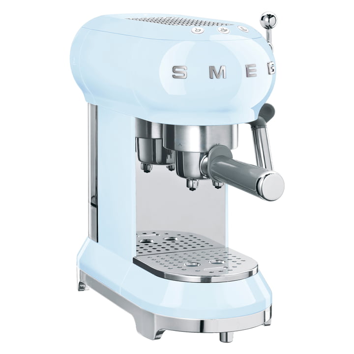 Espresso Kaffeemaschine mit Siebträger ECF01 von Smeg in pastellblau