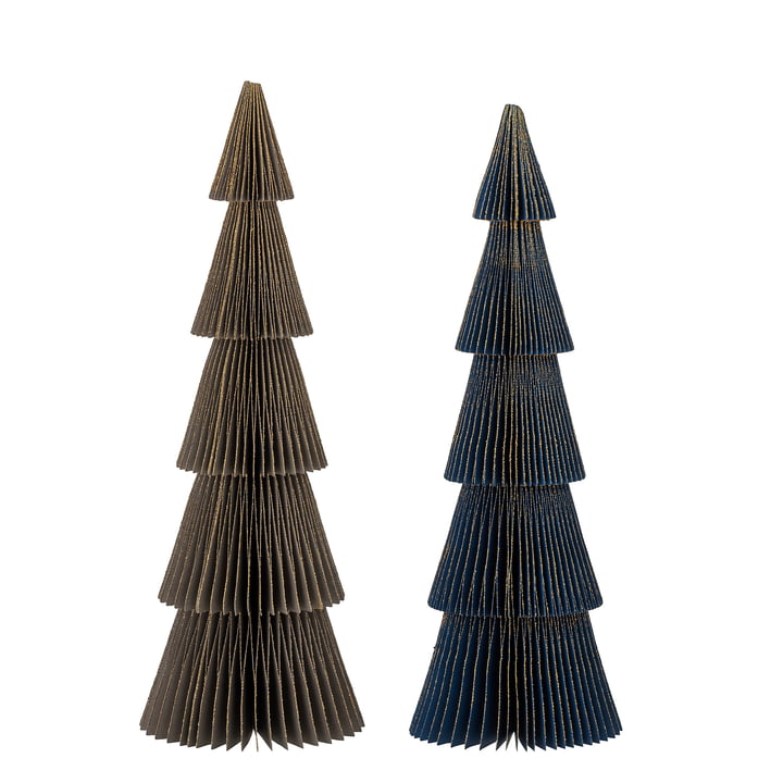 Milan Deko-Weihnachtsbaum Ø 9,5 x H 29,5 cm (2er-Set) von Bloomingville in multicolor 