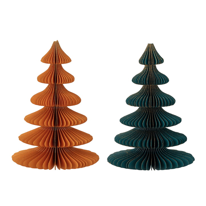 Milan Deko-Weihnachtsbaum Ø 15,5 x H 22,5 cm (2er-Set) von Bloomingville in multicolor 