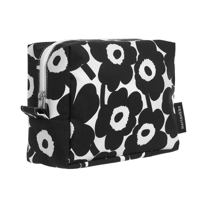 Vilja Mini Unikko Kosmetiktasche, weiß / schwarz von Marimekko