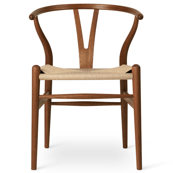 CH24 Wishbone Chair von Carl Hansen in Mahagoni geölt / Naturgeflecht
