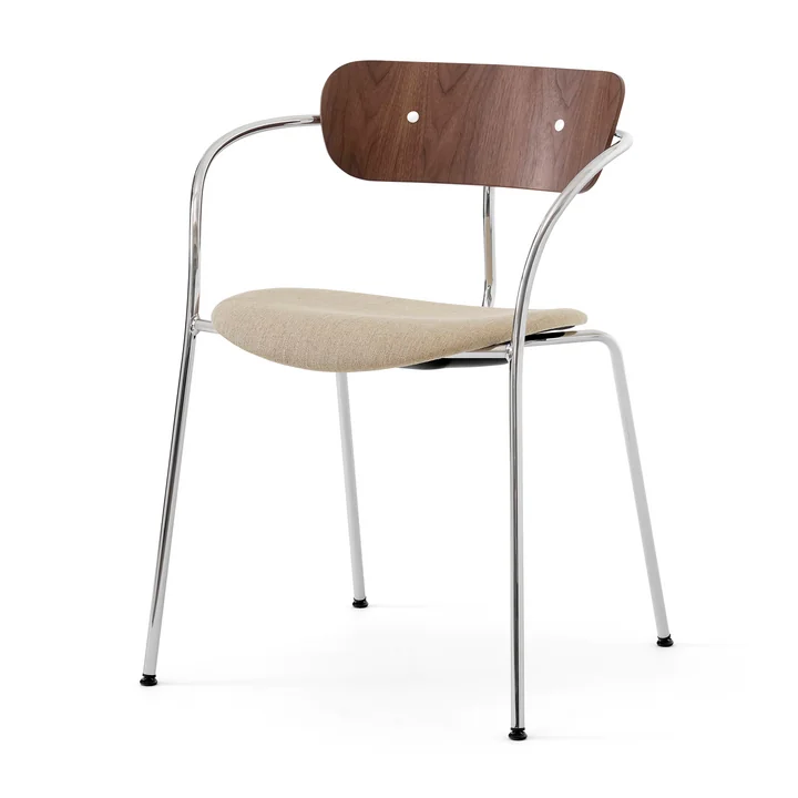 Pavilion AV4 Armlehnstuhl, Walnuss / Ruskin Elk 05 / Chrom von &Tradition