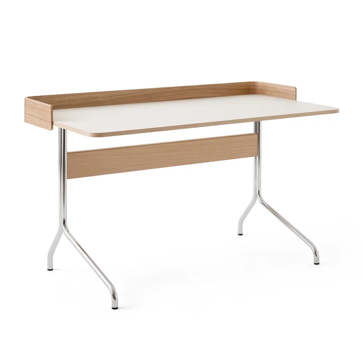 Pavilion AV17 Schreibtisch mit Umrandung, 130 x 65 cm, Eiche / Linoleum Mushroom (4176) von &Tradition