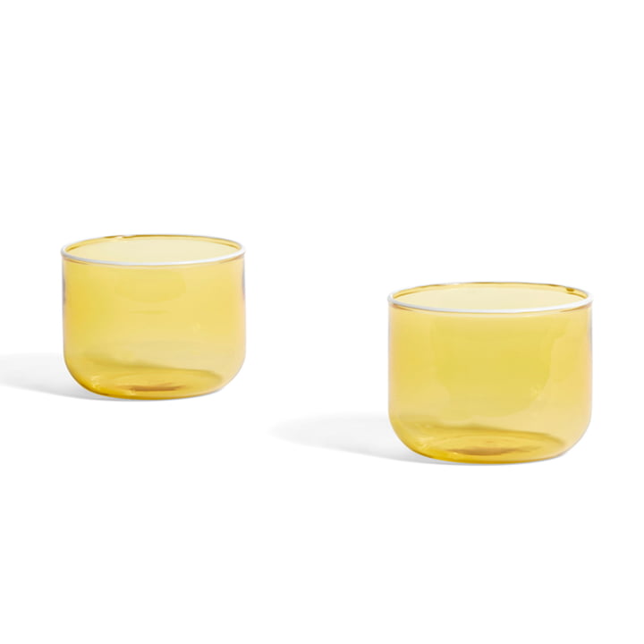 Tint Trinkglas 200 ml (2er-Set) von Hay in der Farbe hellgelb / weiß