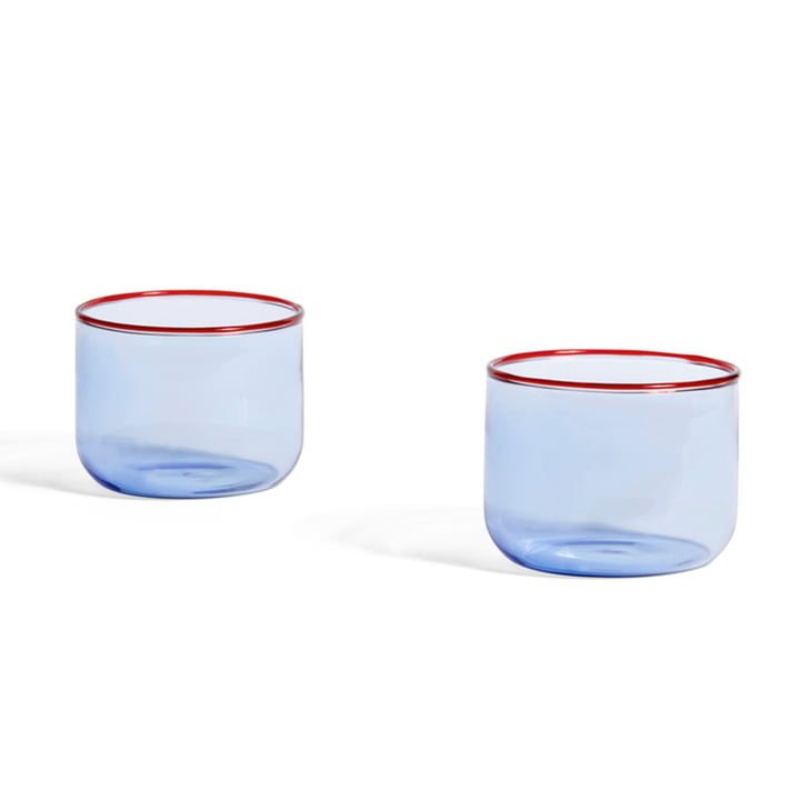 Tint Trinkglas 200 ml (2er-Set) von Hay in der Farbe hellblau / rot 