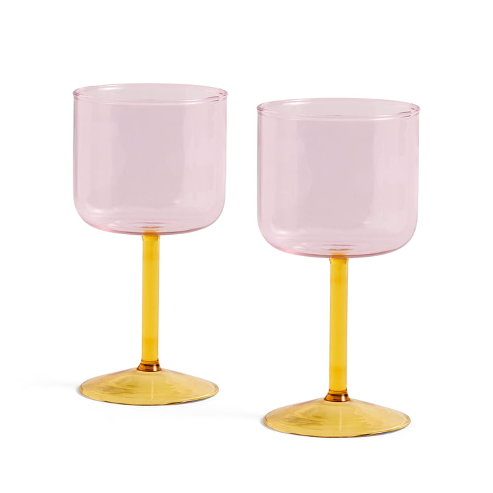 Tint Weinglas von Hay in der Farbe pink / gelb im 2er-Set
