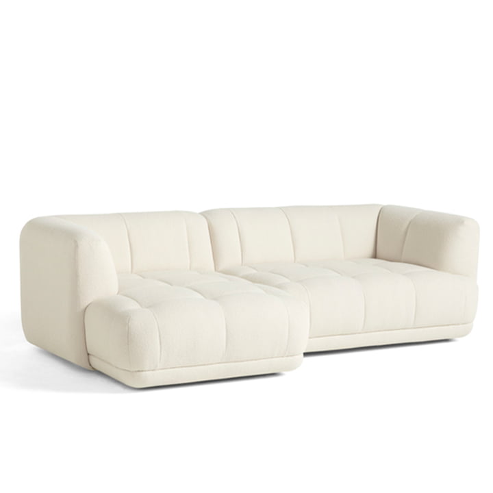 Quilton 3-Sitzer Sofa von Hay mit der Recamiere links in der Farbe Flamiber cream