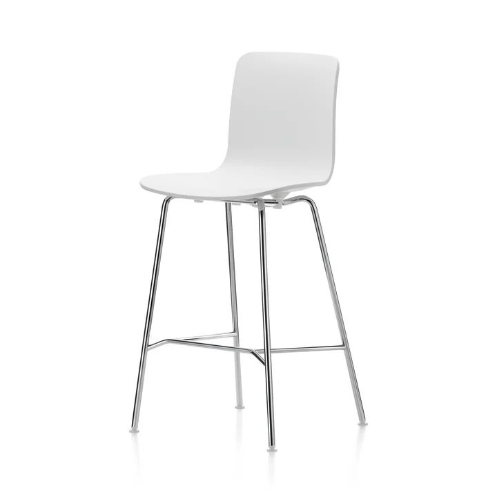Hal Barhocker, medium, weiß / chrom / weiße Kunststoffgleiter von Vitra
