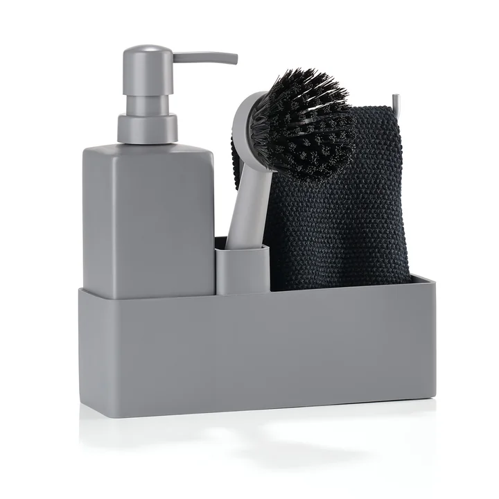 Geschirrspülset mit Putztuch (4 tlg.) von Zone Denmark in cool grey