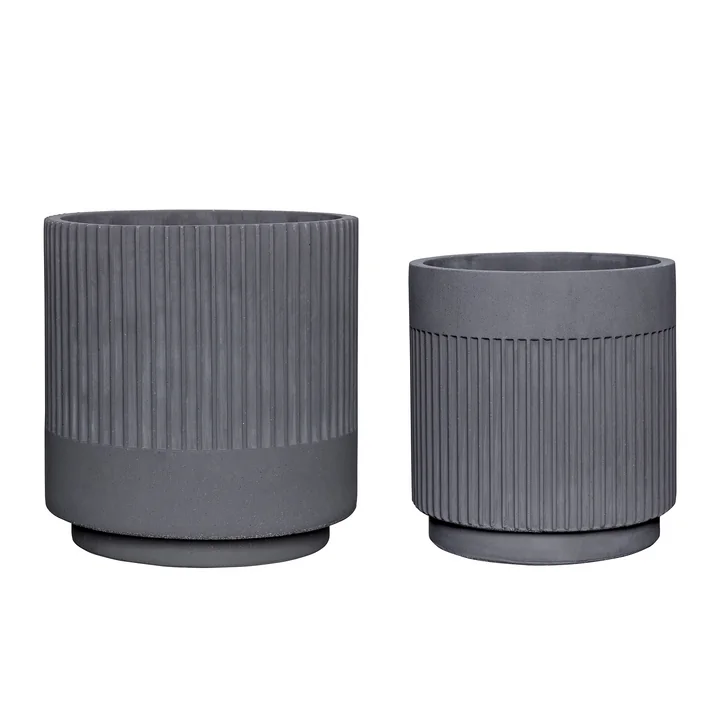 Gips Blumentopf, grau (2er-Set) von Hübsch Interior