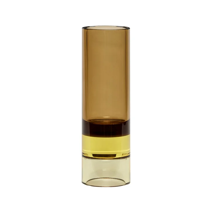 Kristall Teelichthalter / Vase, braun / gelb