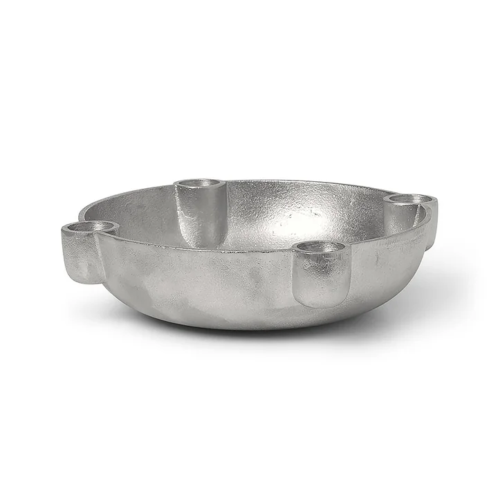 Bowl Aluminium Kerzenständer von Ferm Living in der Farbe silber