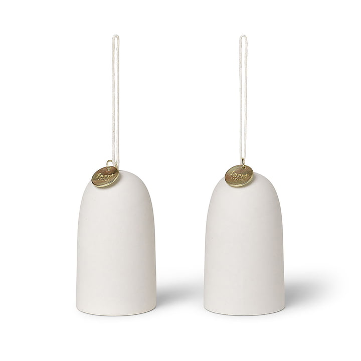 Keramikanhänger Glocken von ferm Living in der Farbe off-white 