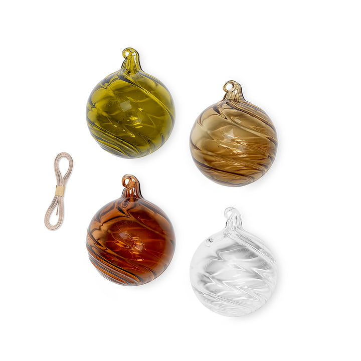 Twirl Christbaumkugel Ø 8 cm von Ferm Living im 4er-Set