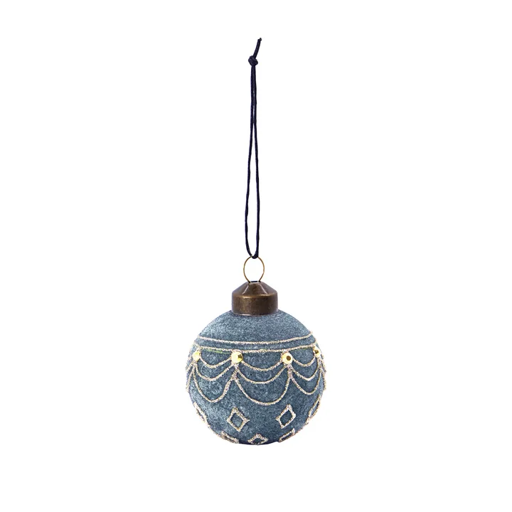 Velour Christbaumkugel von House Doctor in der Farbe dusty green