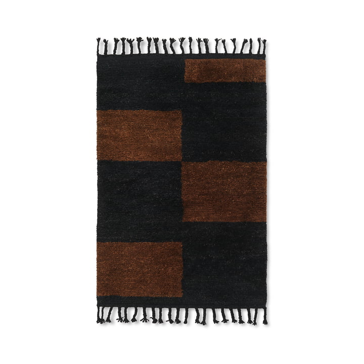 Mara Woll-Teppich von ferm Living in der Ausführung schwarz / chocolate