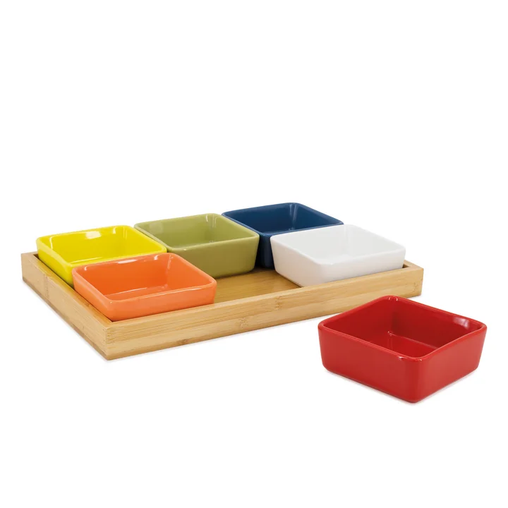 Schalenset mit Holztablett (7tlg. Set) von Remember