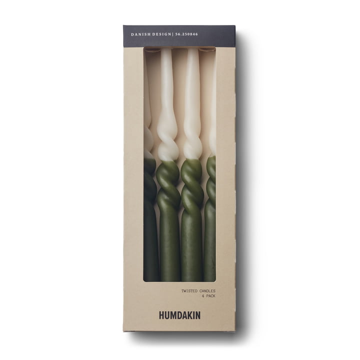Gedrehte Kerzen, H 30 cm, shell / fern (4er-Set) von Humdakin