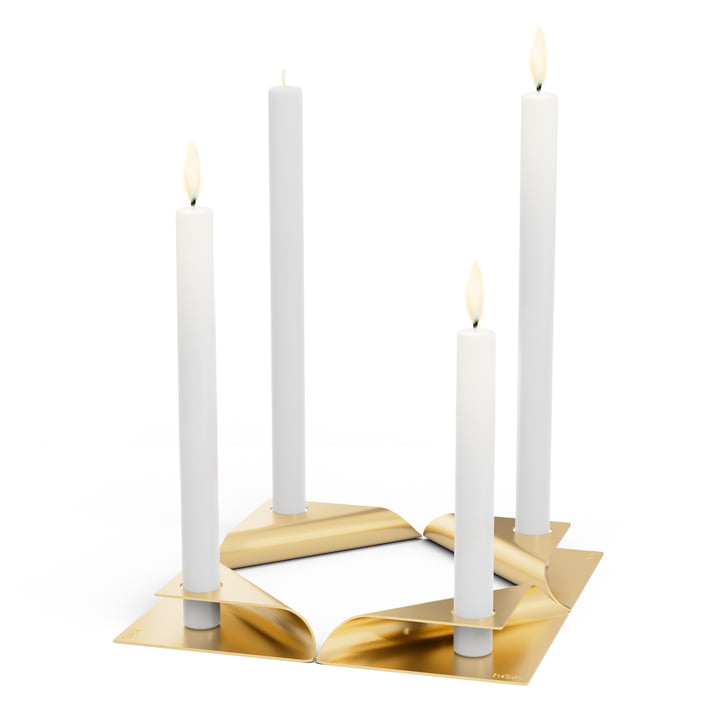 Square Candle Kerzenhalter von höfats in gold (4er-Set)