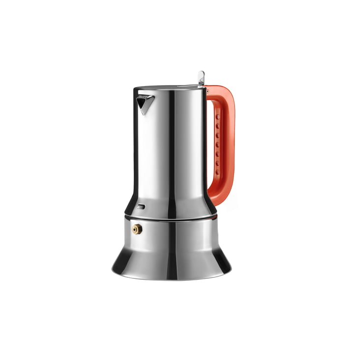 9090 manico forato Espressomaschine Induktion 15 cl von Alessi in orange / Edelstahl