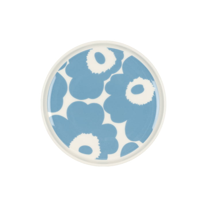 Oiva Unikko Teller Ø 13,5 cm von Marimekko in weiß / himmelblau