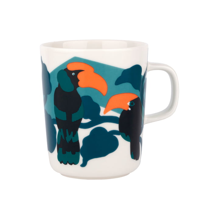 Marimekko - Pepe Becher mit Henkel, 250 ml, weiß / türkis / orange (Presummer 2022)