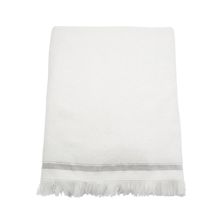 Handtuch gestreift, 100 x 180 cm von Meraki in weiß / grau