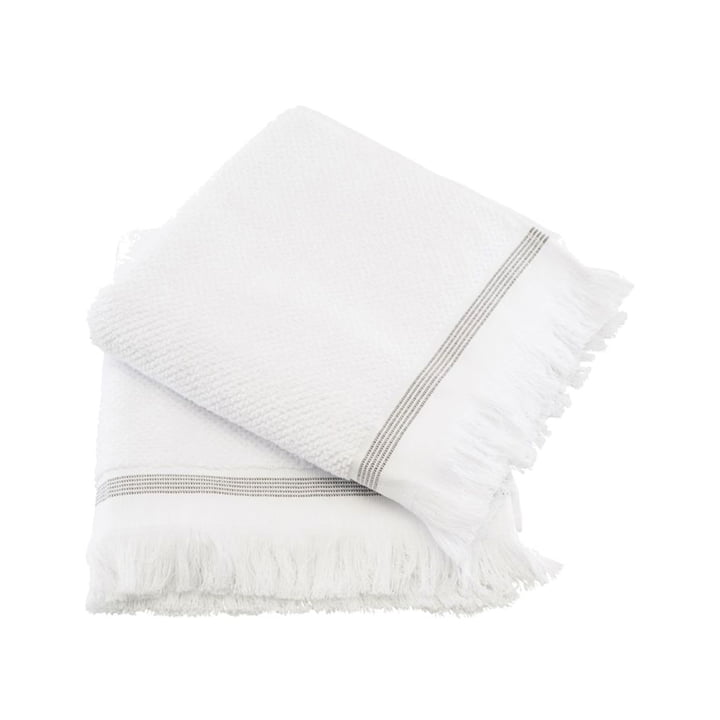 Handtuch gestreift, 50 x 100 cm von Meraki in weiß / grau (2er-Set)