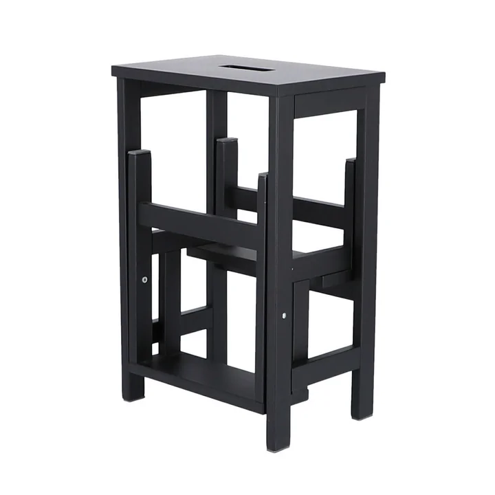 Soho Hockerleiter, 3 Stufen von Jan Kurtz in schwarz