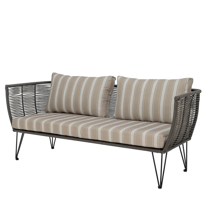 Mundo Sofa mit Kissen, grün / weiß beige gestreift von Bloomingville