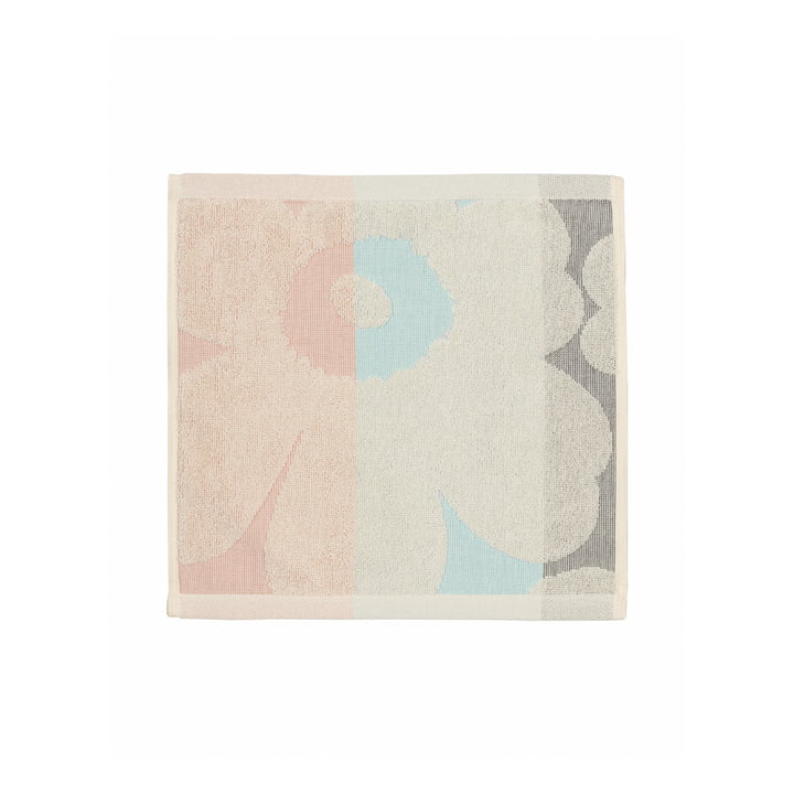 Marimekko - Unikko Mini-Handtuch 30 x 30 cm, off-white / peach / blau 