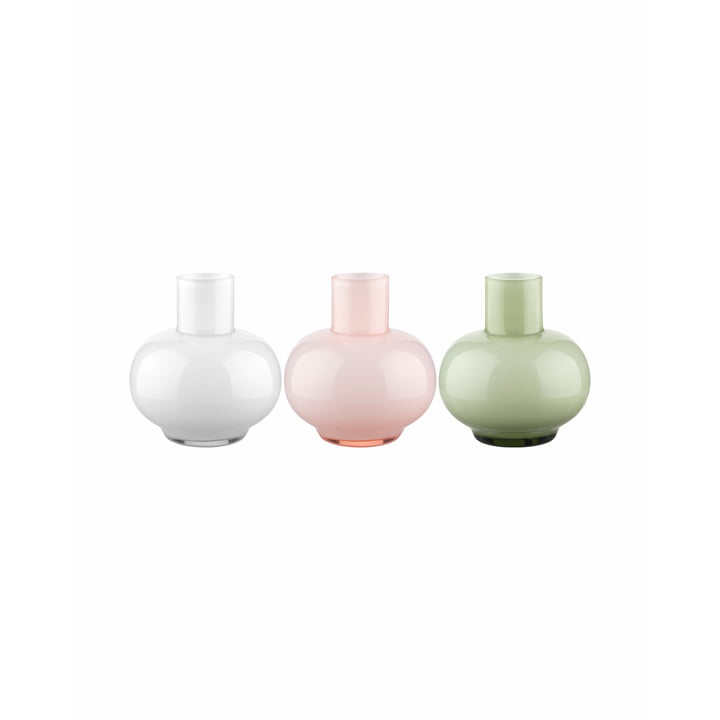 Marimekko - Mini Vase (3er-Set) Ø 5,5 x H 6 cm, olive / white / pink 