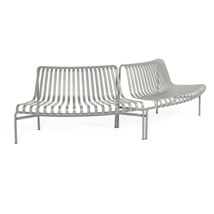 Palissade Park Dining Bench Out / Out von Hay in der Farbe sky grey