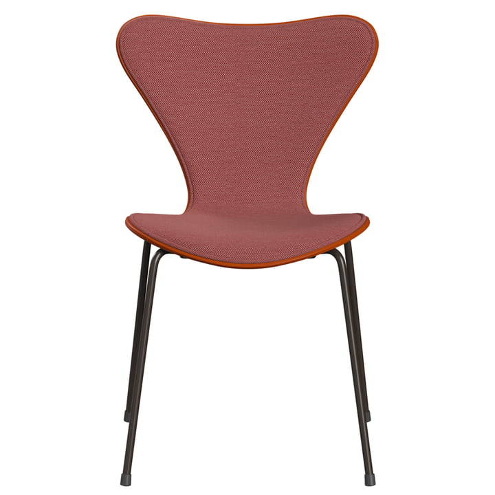 Serie 7 Stuhl, Esche paradise orange gefärbt / Gestell braun-bronze / pink / rot / schwarz (Steelcut Trio) von Fritz Hansen