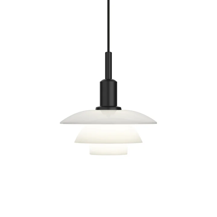 PH 3/3 Pendelleuchte, schwarz / Opalglas von Louis Poulsen