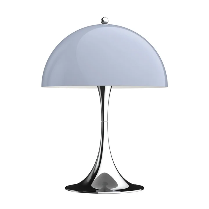 Panthella Mini LED Tischleuchte Ø 25 cm von Louis Poulsen in Chrom / opalgrau