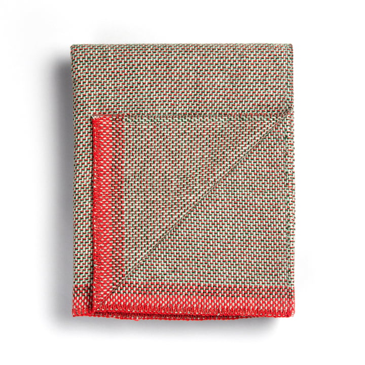 Røros Tweed - Una Wolldecke 200 x 150 cm, bicolor rot / grün