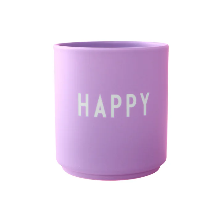 AJ Favourite Porzellan Becher, Happy in dark pink von Design Letters