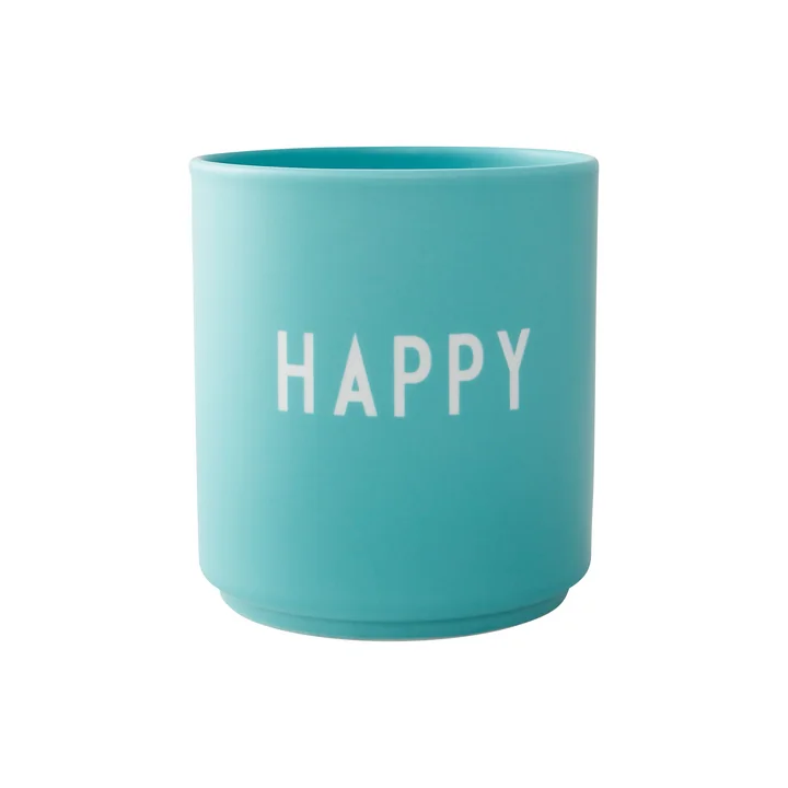 AJ Favourite Porzellan Becher, Happy in aqua von Design Letters