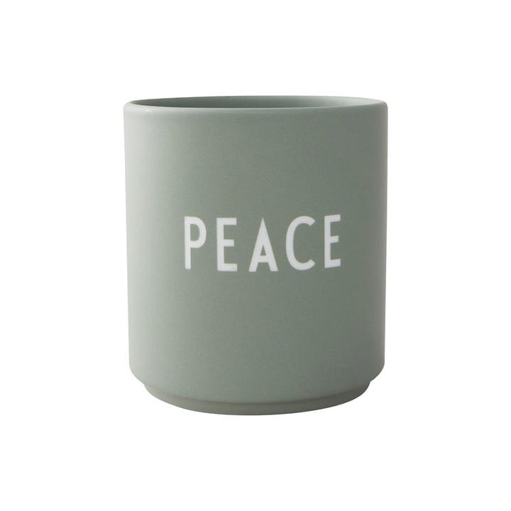 AJ Favourite Porzellan Becher, Peace in grün von Design Letters