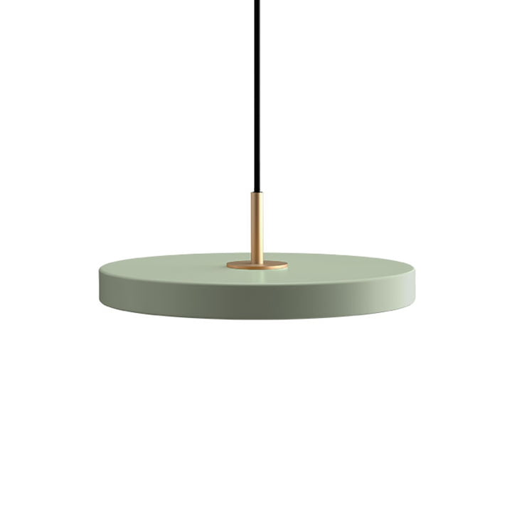Die Asteria Mini LED-Pendelleuchte von Umage, Messing / nuance olive