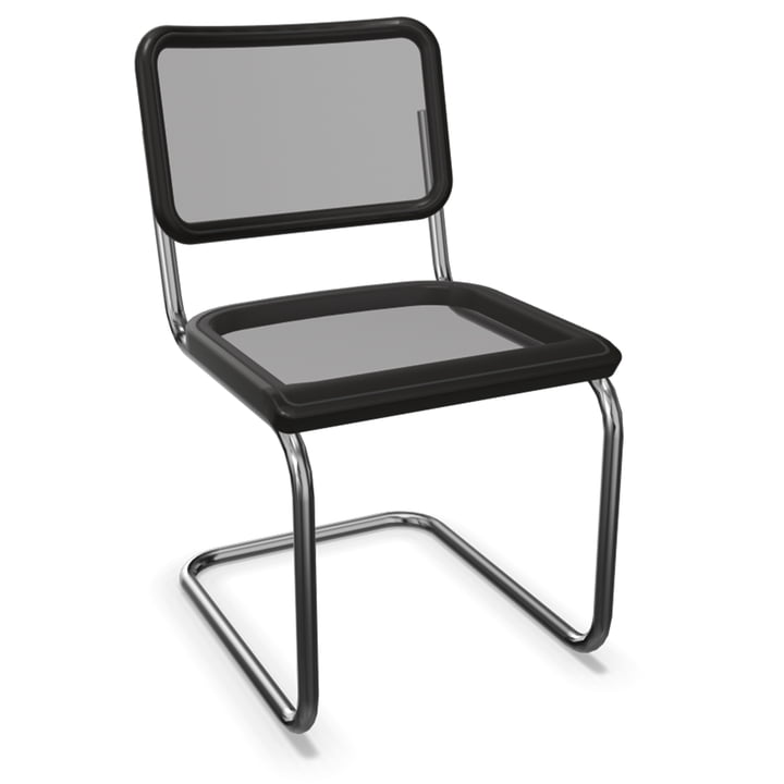 S 32 N Stuhl, Chrom / Buche schwarz gebeizt / Netzbespannung schwarz von Thonet