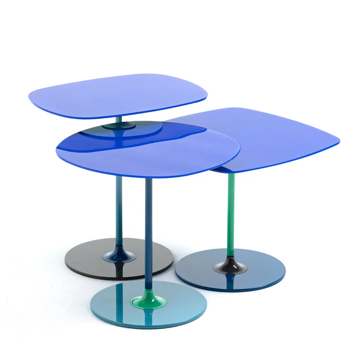 Thierry Beistelltisch Trio, blau (3er-Set) von Kartell