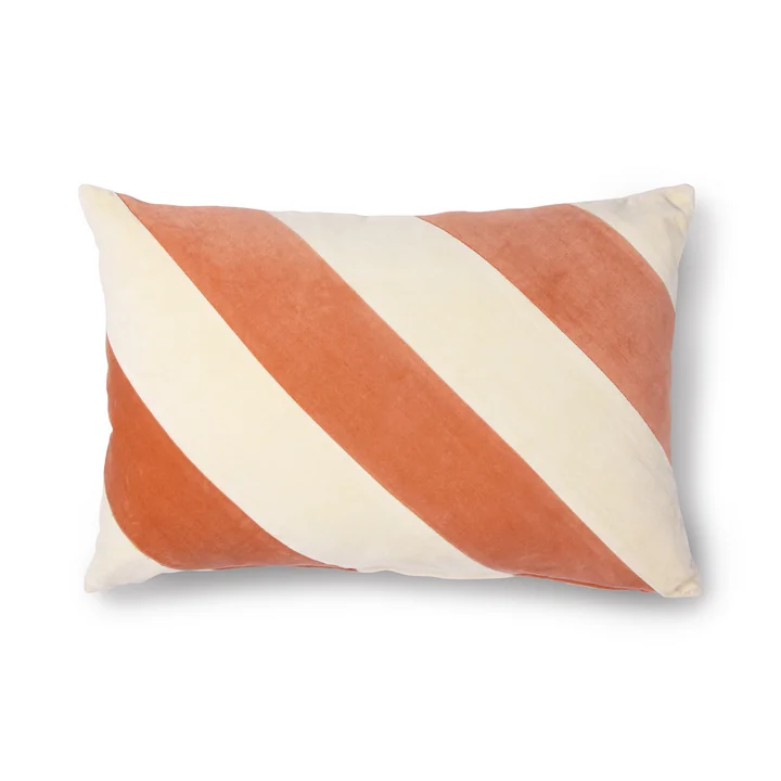 Striped Samt-Kissen von HKliving in der Ausführung peach / cream