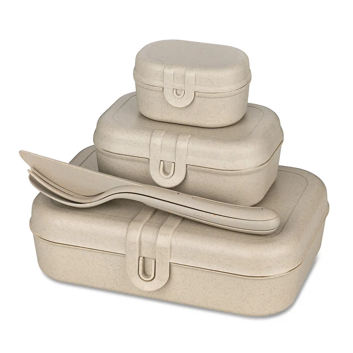 Pascal Ready Lunchbox-Set mit Klikk Besteck, nature desert sand von Koziol
