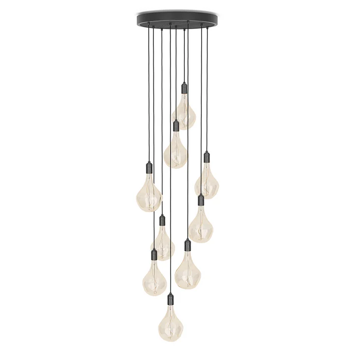 Graphite Nine Pendelleuchte in schwarz / Aluminium eloxiert im Set von Tala inklusive 9 x Voronoi II LED-Leuchtmittel E27