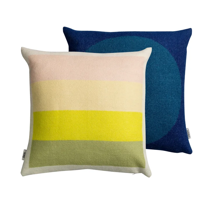 Åsmund Bold Kissen 50 x 50 cm, blau / gelb von Røros Tweed